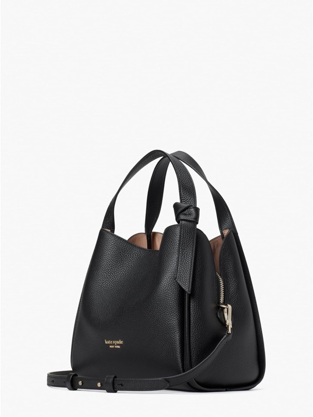 kate spade Black Pebbled Leather Shoulder Bag with Gold Logo - Picture 3 of 4
